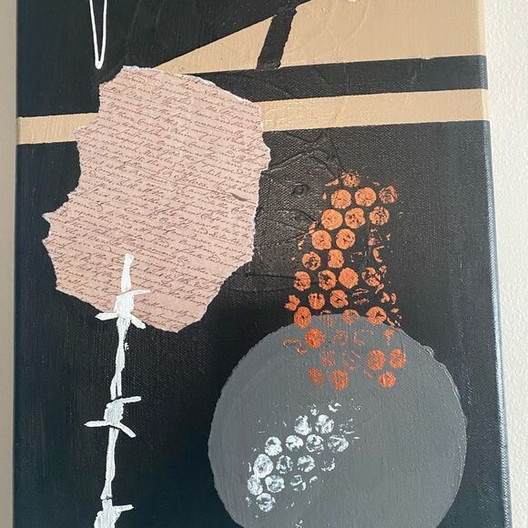 Abstract Art Painting Minimalist Mixed Media 10x20 - Picture 3 of 4